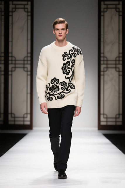 &Aacute;o len nam m&agrave;u trắng cho m&aacute;y dệt kim &aacute;o len